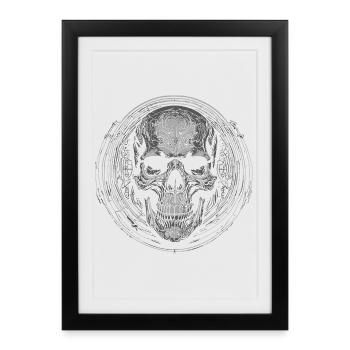 Gravure en cercle de crâne - Affiche encadrée (27 × 37 cm) - noir - Devant