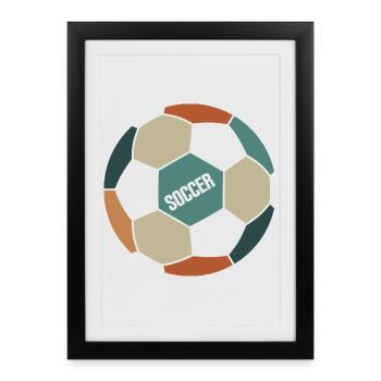 Ballon de football rétro - Affiche encadrée (27 × 37 cm) - noir - Devant