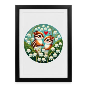 Chipmunks in Lilyvalley Hearts - Framed poster (27 × 37 cm) - black - Front