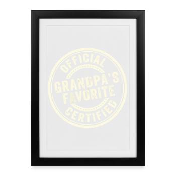 Favourite grandchild Official grandpa's favourite - Framed poster (27 × 37 cm) - black - Front