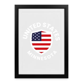 Patriotic USA Minnesota Shield Design - Framed poster (27 × 37 cm) - black - Front