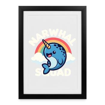 Escouade des Narvals mignons - Affiche encadrée (27 × 37 cm) - noir - Devant