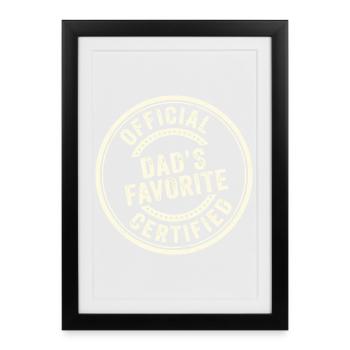 Enfant préféré Drôle officiel Papa Préféré - Affiche encadrée (27 × 37 cm) - noir - Devant