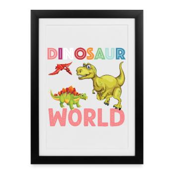 Dinosaur World sympa - Affiche encadrée (27 × 37 cm) - noir - Devant