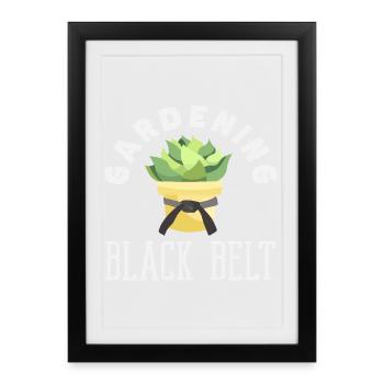 Jardinage Black Belt Jardinier Amant des plantes - Affiche encadrée (27 × 37 cm) - noir - Devant