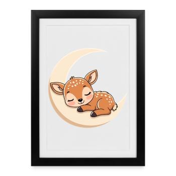 Repos Lune Fawn Dormant - Affiche encadrée (27 × 37 cm) - noir - Devant
