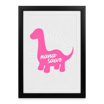 Famille de grand-mères dinosaures roses Nanasaur - Affiche encadrée (27 × 37 cm) - noir - Devant