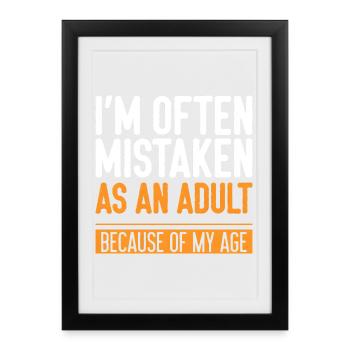 Souvent pris à tort avec une citation drôle d’âge adulte - Affiche encadrée (27 × 37 cm) - noir - Devant