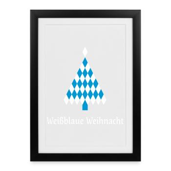 Noël blanc-bleu - Affiche encadrée (27 × 37 cm) - noir - Devant