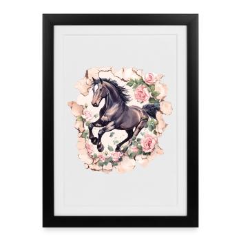Cheval Vintage - Affiche encadrée (27 × 37 cm) - noir - Devant