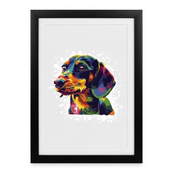 Colorful Popart Dog Portrait - Framed poster (27 × 37 cm) - black - Front