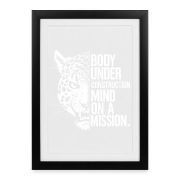 Body Under Construction Gym Quote - Framed poster (27 × 37 cm) - black - Front
