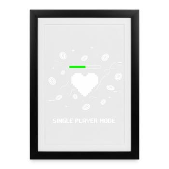 Cœur de joueur en mode solo - Affiche encadrée (27 × 37 cm) - noir - Devant