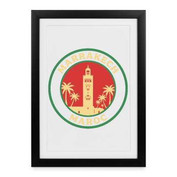 Marrakech Maroc Marocain Marocaine - Affiche encadrée (27 × 37 cm) - noir - Devant