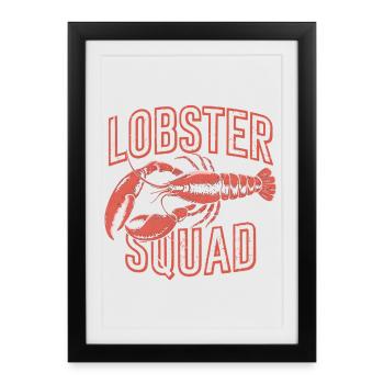 Équipe de fruits de mer vintage de la Lobster Squad - Affiche encadrée (27 × 37 cm) - noir - Devant