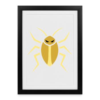 Œuvre minimaliste du cafard doré - Affiche encadrée (27 × 37 cm) - noir - Devant