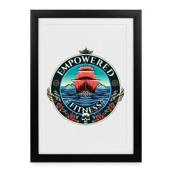 Puissant logo de fitness du navire à voile - Affiche encadrée (27 × 37 cm) - noir - Devant