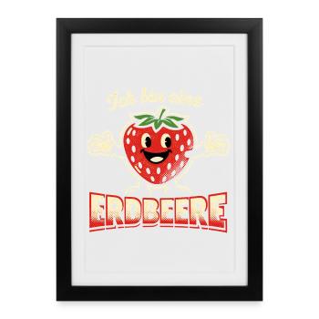 Erdbeere Kostüm Obst Karneval Geschenk - Gerahmtes Poster (27 × 37 cm) - Schwarz - Vorne