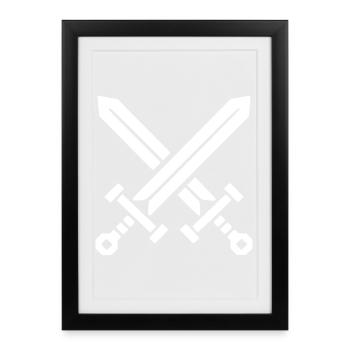 Crossed Swords Knight - Framed poster (27 × 37 cm) - black - Front