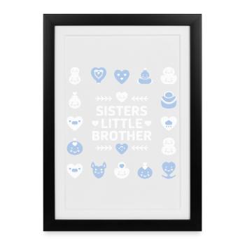 Motif Sœur et Petit Frère - Affiche encadrée (27 × 37 cm) - noir - Devant