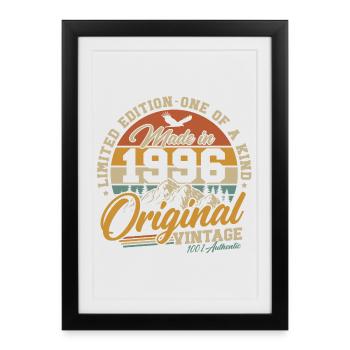 Millésime 1996 Vintage Cadeau d’anniversaire Rétro - Affiche encadrée (27 × 37 cm) - noir - Devant