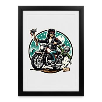 Des rockers motards à la recherche de zombies - Affiche encadrée (27 × 37 cm) - noir - Devant