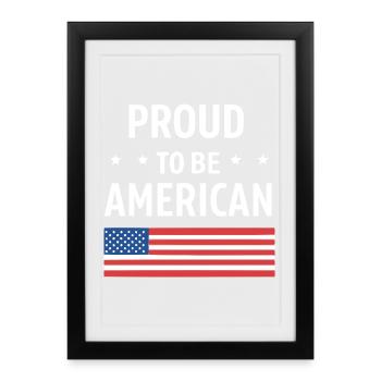 Fierté Américaine avec drapeau US - Affiche encadrée (27 × 37 cm) - noir - Devant