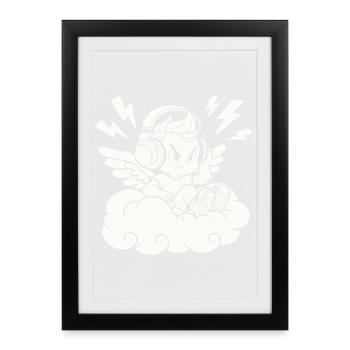 Music Angel – Cherub with Headphones - Framed poster (27 × 37 cm) - black - Front