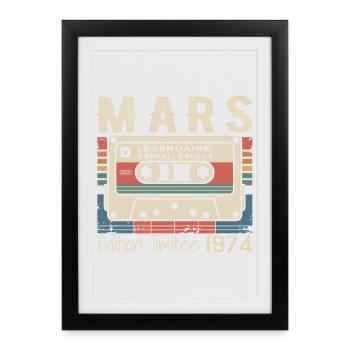 Birthday 1974 March 1974 born in March 1974 - Framed poster (27 × 37 cm) - black - Front