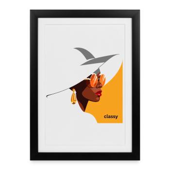 Elegant woman with hat and sunglasses - Framed poster (27 × 37 cm) - black - Front