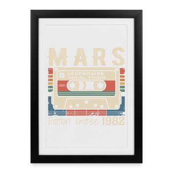 Anniversaire 1982 Mars 1982 né en Mars 1982 - Affiche encadrée (27 × 37 cm) - noir - Devant