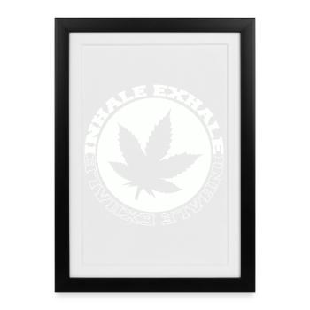 Logo rond de feuilles de cannabis - Affiche encadrée (27 × 37 cm) - noir - Devant