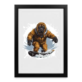 Mastiff Dog Snowboard - Framed poster (27 × 37 cm) - black - Front