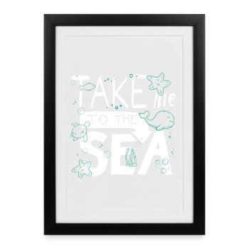 Emmène-moi à la mer – Gribouillage Sea Saying - Affiche encadrée (27 × 37 cm) - noir - Devant