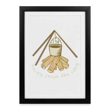 Camping Amant de l’aventure en plein air au feu de camp - Affiche encadrée (27 × 37 cm) - noir - Devant