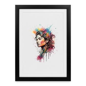 Watercolor Girl: Rainbow Splash Portrait - Framed poster (27 × 37 cm) - black - Front