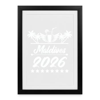 Rêve de plage Maldives 2026 - Affiche encadrée (27 × 37 cm) - noir - Devant