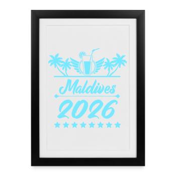 Rêve de plage Maldives 2026 - Affiche encadrée (27 × 37 cm) - noir - Devant