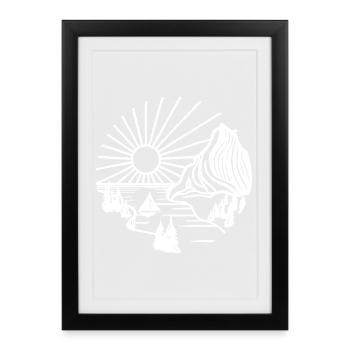 Paysage de vacances (blanc) - Affiche encadrée (27 × 37 cm) - noir - Devant