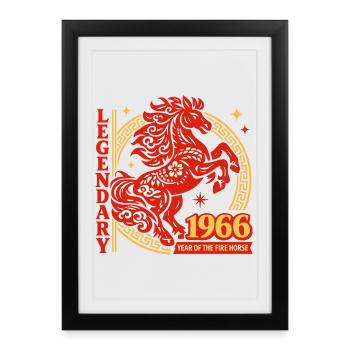 Cadeau du 60e anniversaire de la Légende du Cheval de Feu 1966 - Affiche encadrée (27 × 37 cm) - noir - Devant