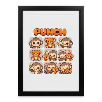 Cadeau de poing de poing de bébé singe mignon - Affiche encadrée (27 × 37 cm) - noir - Devant