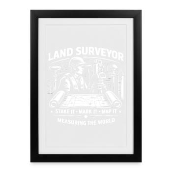 Géomètre Pieu Marquez Cartographie - Affiche encadrée (27 × 37 cm) - noir - Devant