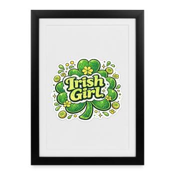 Design d’autocollants de trèfle irlandaise - Affiche encadrée (27 × 37 cm) - noir - Devant