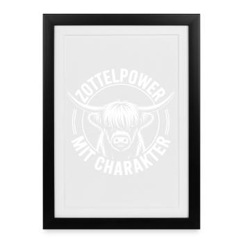 Bétail des Highlands Shaggy Power Highlands - Affiche encadrée (27 × 37 cm) - noir - Devant