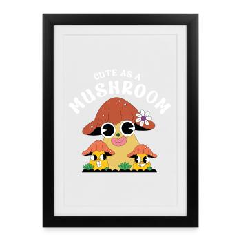 Mignon comme un champignon – Motif de champignon sucré - Affiche encadrée (27 × 37 cm) - noir - Devant