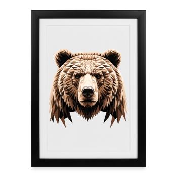 Ours brun, grizzli, frères ours, forêt, ours sauvages - Affiche encadrée (27 × 37 cm) - noir - Devant