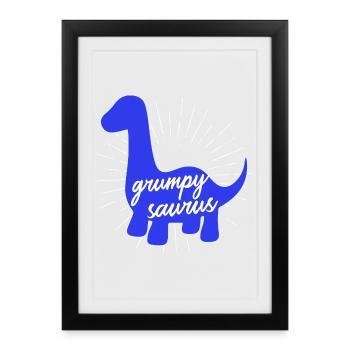 Grumpysaur Funny Dinosaur Brachiosaurus Design - Framed poster (27 × 37 cm) - black - Front