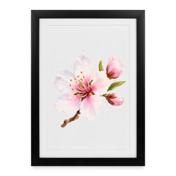 Almond Blossom Pink Spring Flower - Framed poster (27 × 37 cm) - black - Front