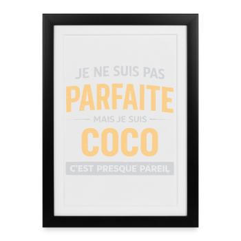 Pas Parfaite Mais Corinne Humour Prénom Original - Affiche encadrée (27 × 37 cm) - noir - Devant