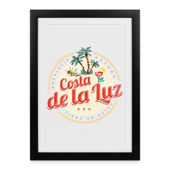 Costa de la Luz Vintage Andalusien Spanien Design - Gerahmtes Poster (27 × 37 cm) - Schwarz - Vorne